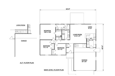 Ranch Style House Plan - 3 Beds 2 Baths 1250 Sq/Ft Plan #116-165 ...