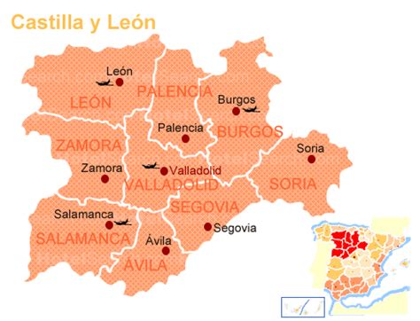 Castile and Leon Tourism Map Area | Map of Spain Tourism Region and Topography