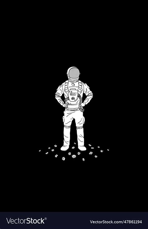 Lonely astronaut isolated silhouette of cosmonaut Vector Image