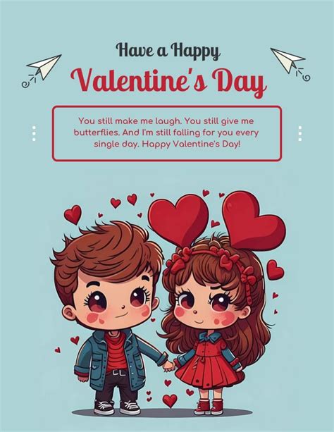 Blue Classic Illustration Happy Valentines Day Poster - Venngage