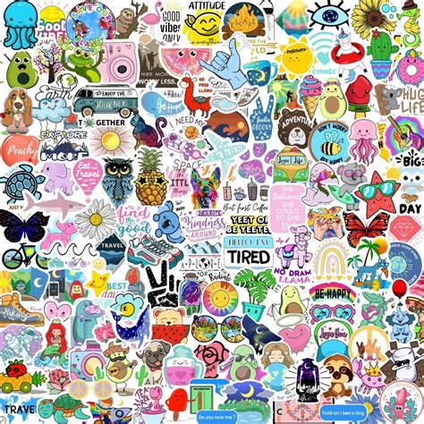 210 Stickers for Water Bottles Laptop Hydroflask Skateboard Computer Cute Waterproof Vinyl ...