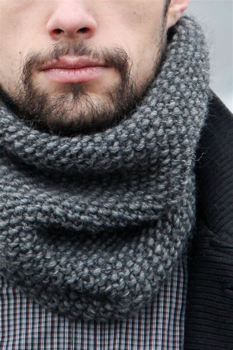 Mens Wool Scarf Gray Mens Scarf Knitted Gifts for Guys - Etsy