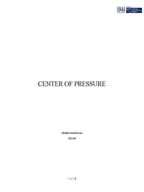 CENTER OF PRESSURE v2 | PDF | Center Of Mass | Pressure