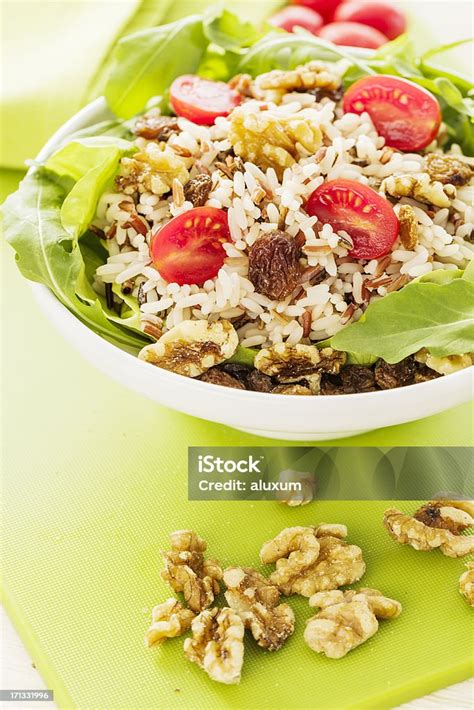 Rice Salad With Nuts Stock Photo - Download Image Now - Appetizer, Bowl ...