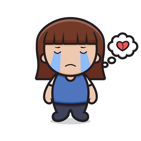 cute girl cartoon character cry feel sad 2084012 Vector Art at Vecteezy