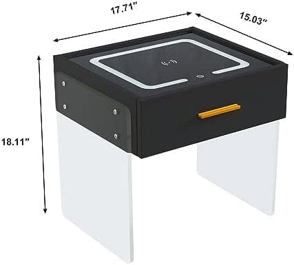GEROBOOM Smart Nightstand LED Nightstand with Wireless Charging Station ...