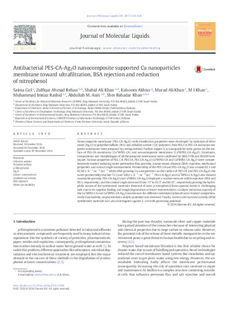 (PDF) Journal of Molecular Liquids 230 (2017) 616– | Abdullah M. Asiri - Academia.edu