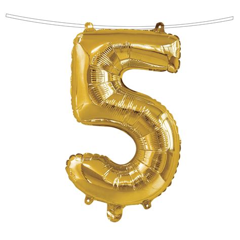 Ways to Celebrate Air-Filled Balloon, Number 5, Golden, 16 inches, 1 count - Walmart.com