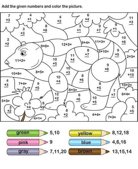 Addition Color by Number - Free Printable Coloring Pages for Kids