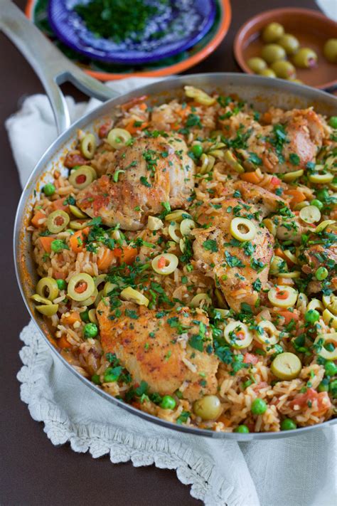 Traditional Mexican Arroz Con Pollo Recipe with Green Olives