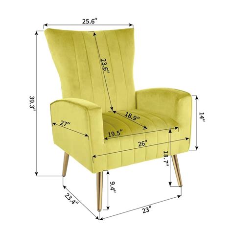 Homycasa Accent Chair Yellow Velvet Upholstered High Back Armchair ...
