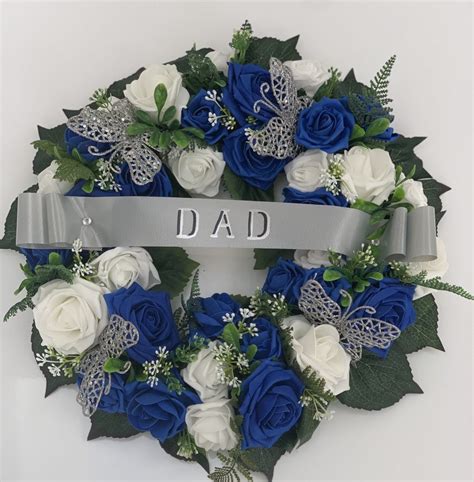 14" Artificial Round Wreath with Ribbons / Artificial Funeral Flowers