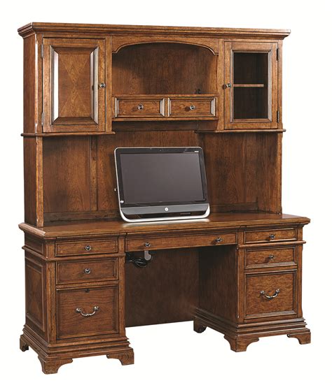 Aspenhome Hawthorne 74-Inch Credenza Desk and Hutch with 3 Adjustable ...