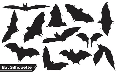 Flying bat silhouettes with wings 4814019 Vector Art at Vecteezy