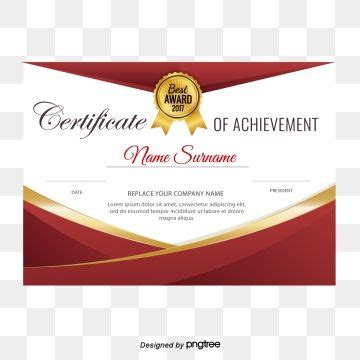 Certificate Red Vector PNG Images, Red Business Certificate, Vector Material, Red Qualification ...