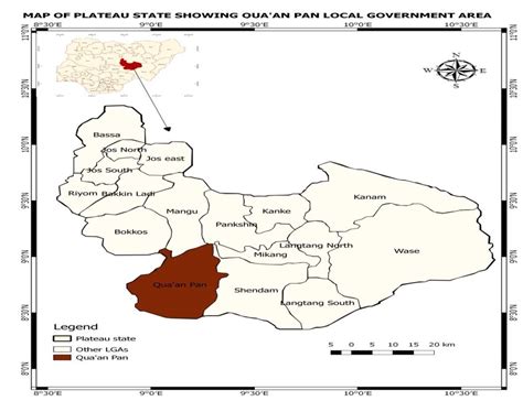 Plateau State showing Qua'an Pan LGA Source: Plateau State Ministry of ...