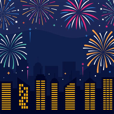 New Year Fireworks with Nature Scape Background 16123983 Vector Art at ...