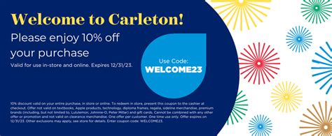 Bookstore Coupon for Families – Family Weekend – Carleton College