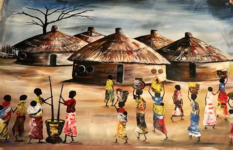 Original African Painting Village Scene 30x45 by Davis Muwumba - Etsy Australia