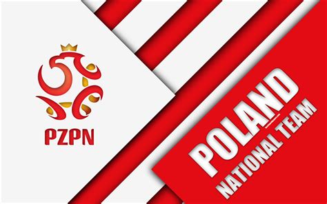 Download wallpapers Poland national football team, 4k, emblem, material design, white red ...