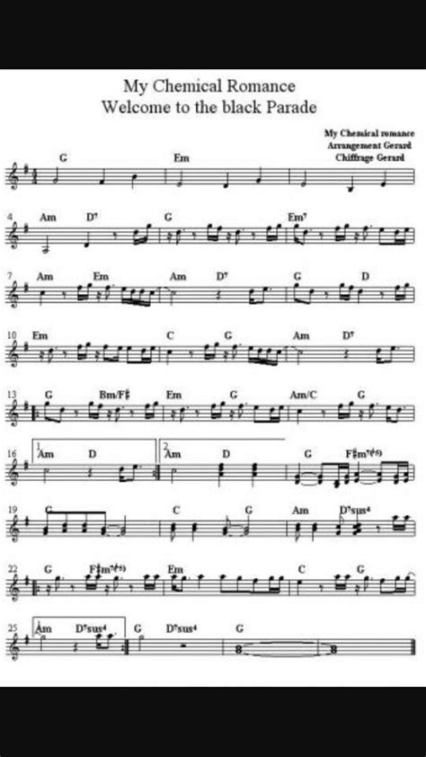 Welcome to the black parade notes sheet for the piano. | Piano songs ...