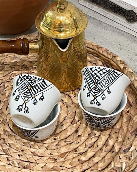 Kuffia Arabic Coffee Cups Set Set of 6 Cups Palestinian - Etsy