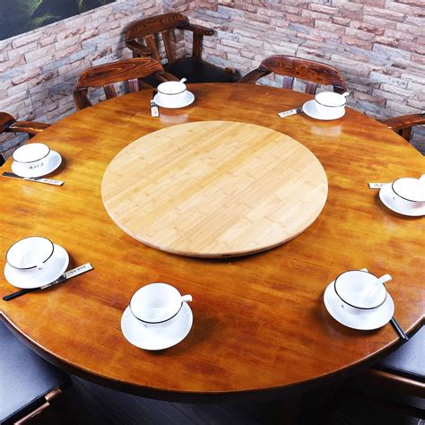Large 30" inch Bamboo Lazy Susan Rotating Turntable Dining Table Top-Wooden Round Serving Wine ...
