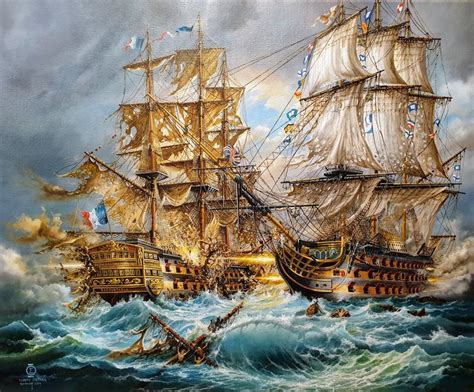 Battle of Trafalgar Painting by Robert Zietara | Saatchi Art