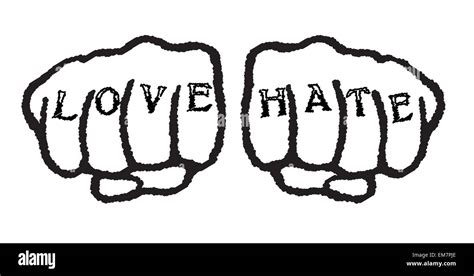 Love Hate Tattoo Stock Vector Image & Art - Alamy