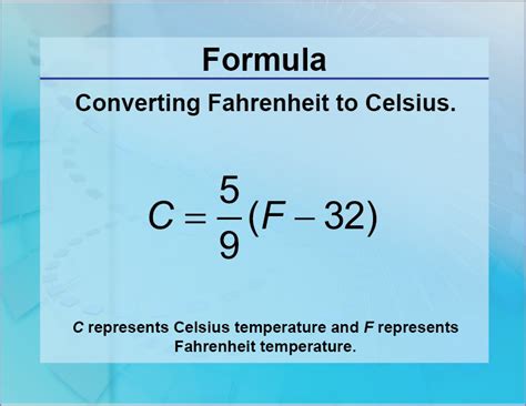 Formulas--Converting Fahrenheit to Celsius | Media4Math