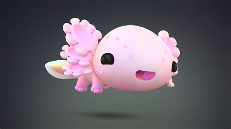 3D model cute cartoon axolotl - TurboSquid 1522226