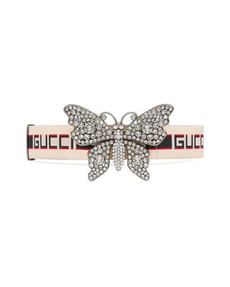 Gucci Stripe Belt With Butterfly | Lyst