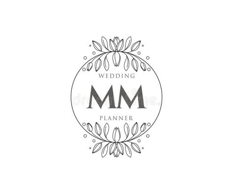 MM Initials Letter Wedding Monogram Logos Collection, Hand Drawn Modern Minimalistic and Floral ...