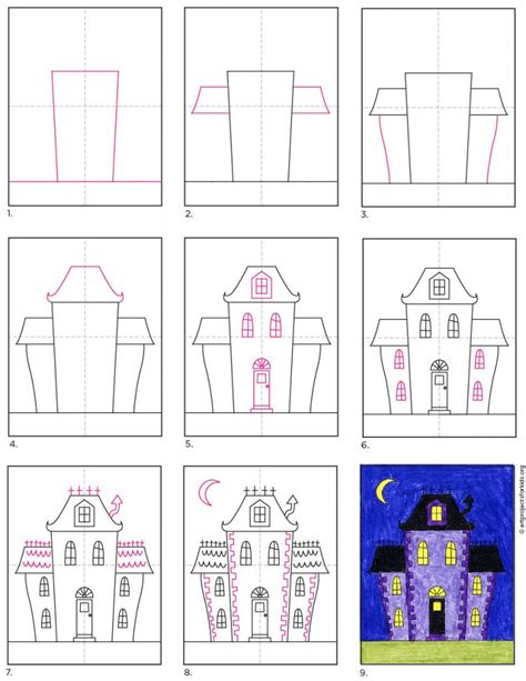 How to Draw an Easy Haunted House · Art Projects for Kids