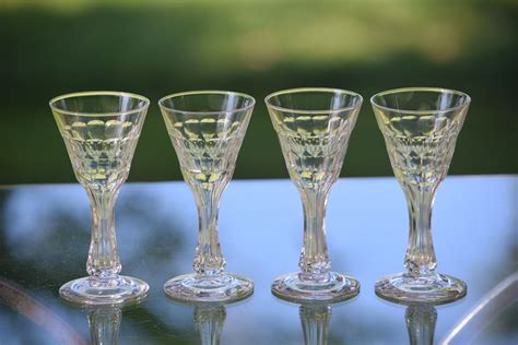 6 Vintage Etched Crystal Hollow Stem Wine Glasses, Set of 6, After Dinner Drinks - 4 oz - Port ...