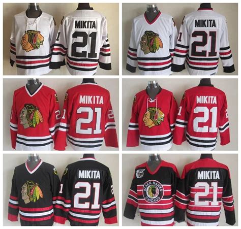 2020 Retro Chicago Blackhawks Hockey Jerseys 21 Stan Mikita Home Red White Vintage Stan Mikita ...