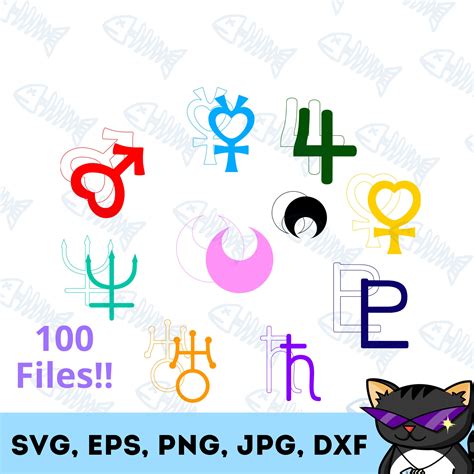 Sailor Moon Original Planetary Symbols SVG Vinyl, PNG, Clipart, JPG ...