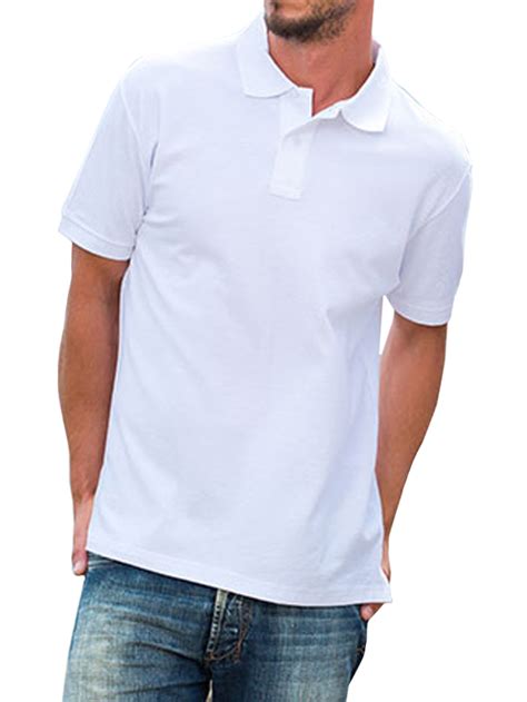 Basico White Polo Collared Shirts For Men 100% Cotton Short Sleeve Golf ...