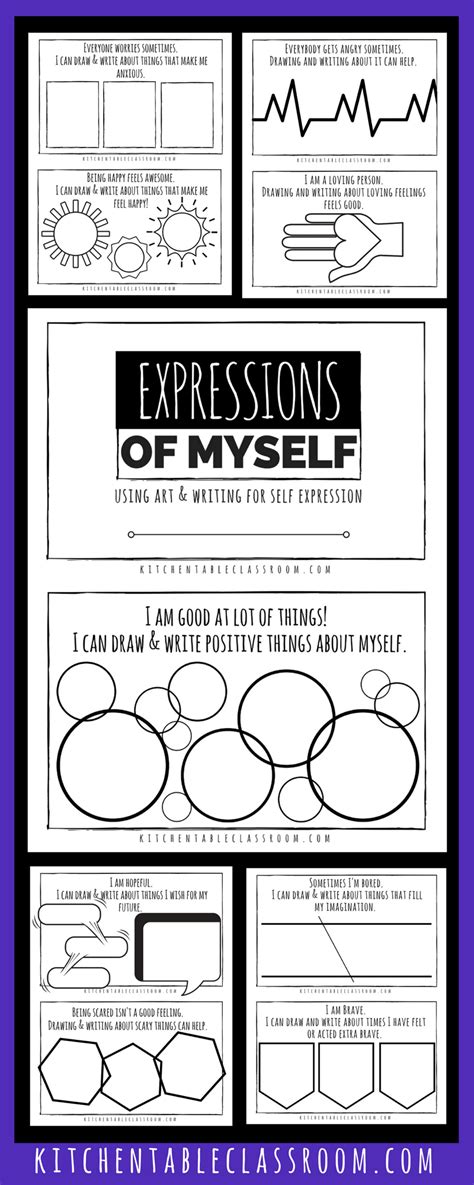 Self Expression Through Writing & Art- Free Self Esteem Worksheets - The Kitchen Table Classroom ...