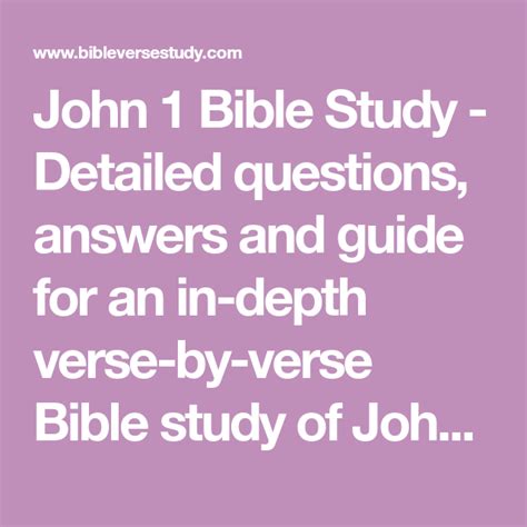 John 1 Bible Study - Detailed questions, answers and guide for an in-depth verse-by-verse Bible ...