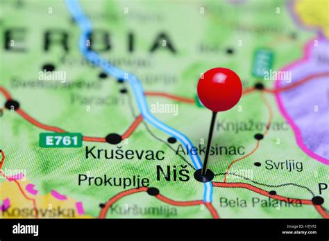 Nis pinned on a map of Serbia Stock Photo - Alamy