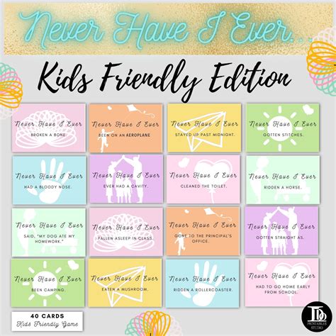 Kids Friendly Edition Never Have I Ever / Kids Activity / | Etsy