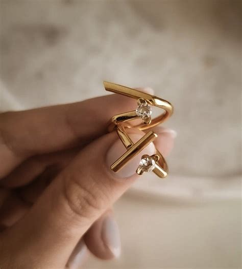 Minimalist Gold Ring, Geometric Ring, Gold Plated Ring, Israeli Jewelry ...