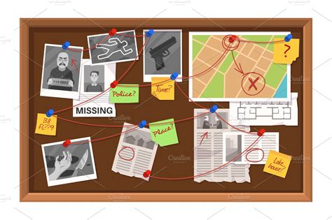 Detective board. Crime investigation | Work Illustrations ~ Creative Market