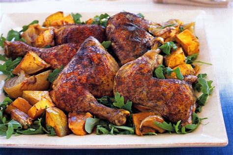 Slow-roasted free-range chicken with Asian flavours and warm roasted pumpkin salad