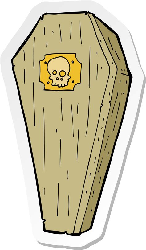 sticker of a spooky cartoon coffin 8698615 Vector Art at Vecteezy