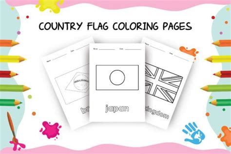 Country Flags Coloring Pages for Kids-2 Graphic by eyeizz.studio ...