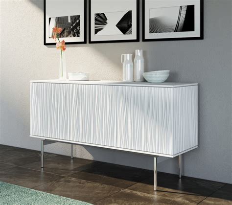 modern white sideboard buffet server grooved cabinet faces smart contemporary dining room ...