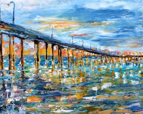 Oil painting San Diego Ocean Beach Pier at Dusk original | Etsy | Sunrise painting, Modern ...