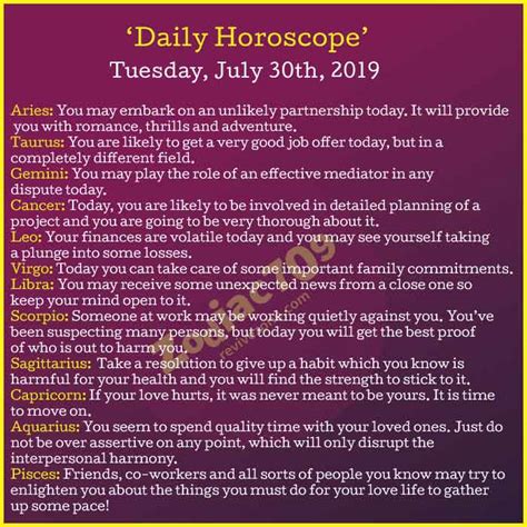 30th July 2019 Horoscope - Revive Zone